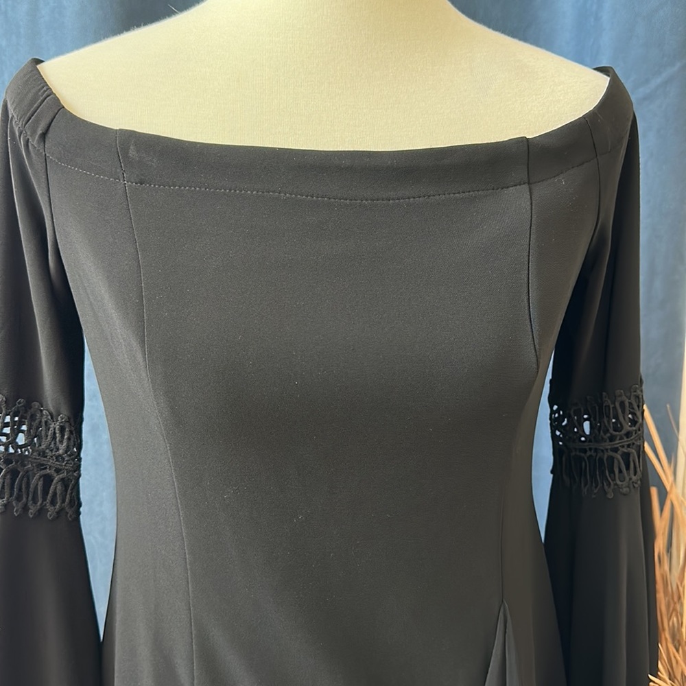 ⭐️SALE⭐️ Joseph Ribkoff Black Off Shoulder Bell Sleeve Dress EUC - Picture 3 of 15